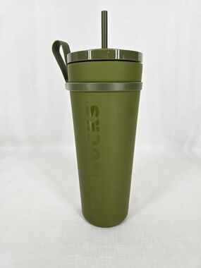 Starbucks Olive Green Tumbler with Straw